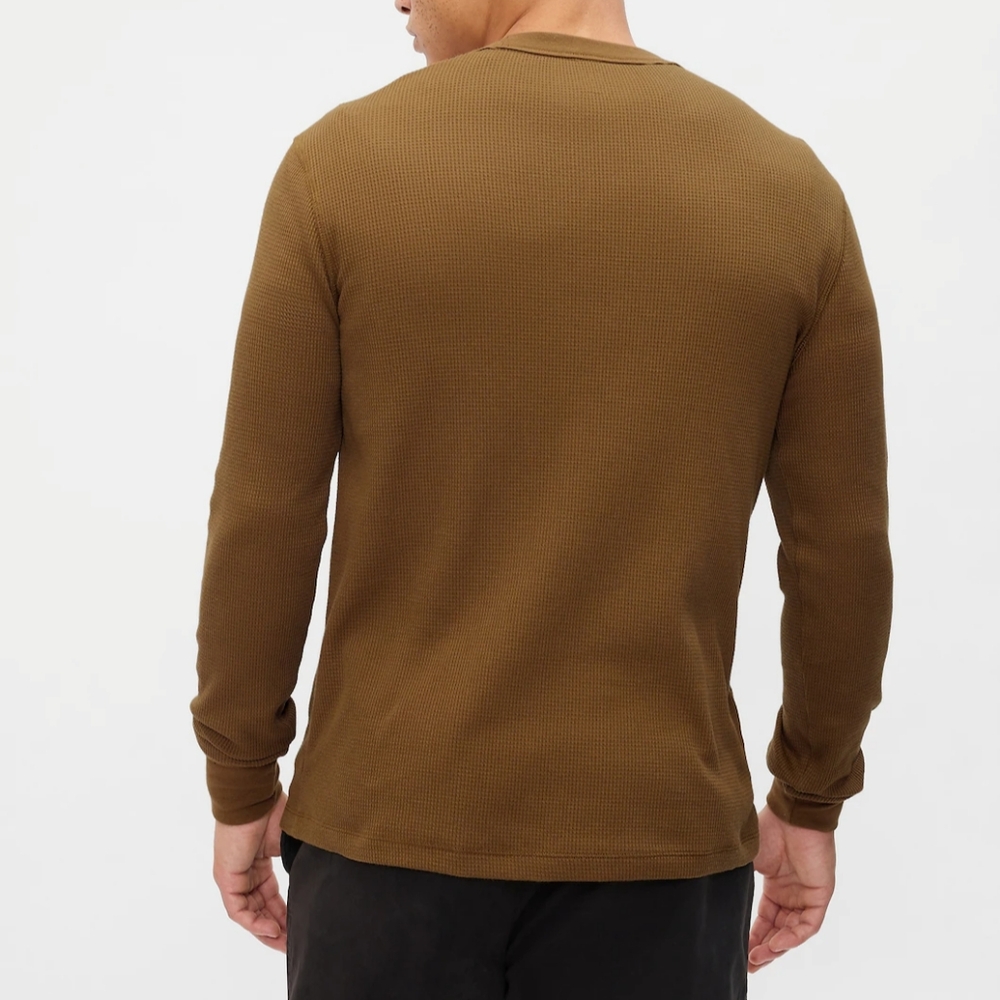 GAP Factory Waffle-Knit Crewneck T-Shirt. Palomino Brown.Size: L - Picture 3 of 8